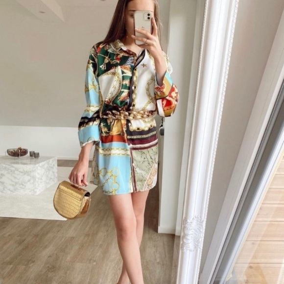 ZARA NWT Oversized Patchwork Shirt S - Picture 4 of 8